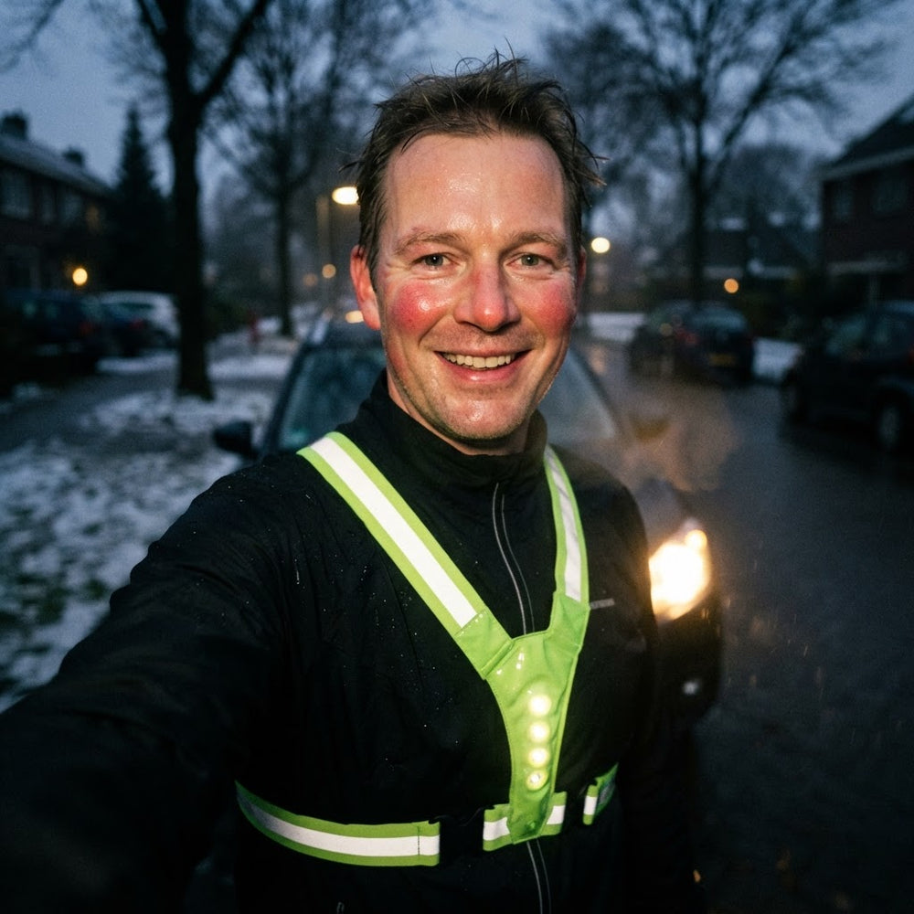 Hardloper met NightRun LED-hardloopvest